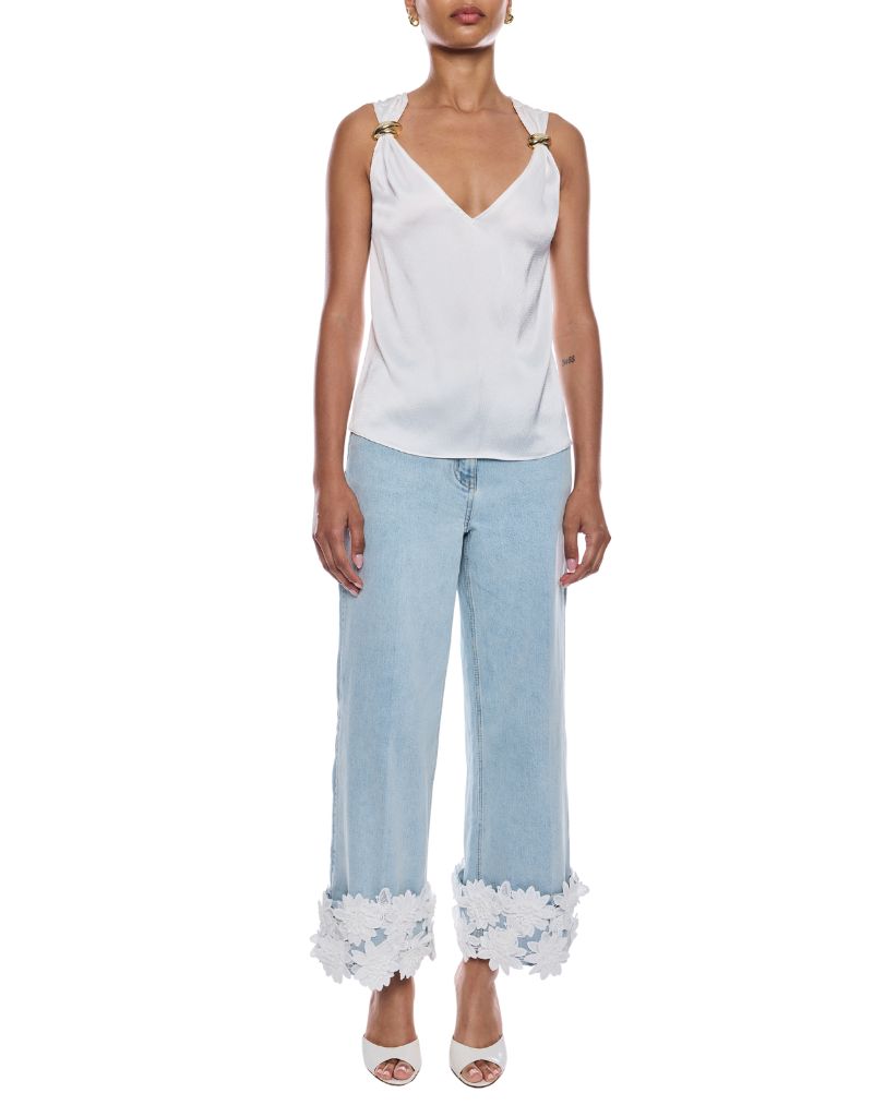 Fawn Hammered Blouse White