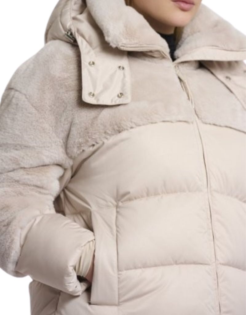 Shana Padded Jacket with Faux Fur Details Birch