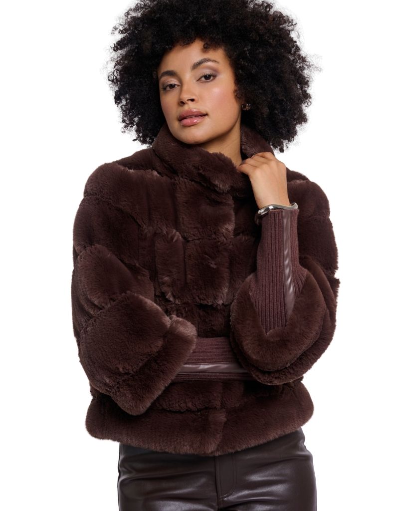 Feline Jacket with Rib Cuffs Coffee Roast