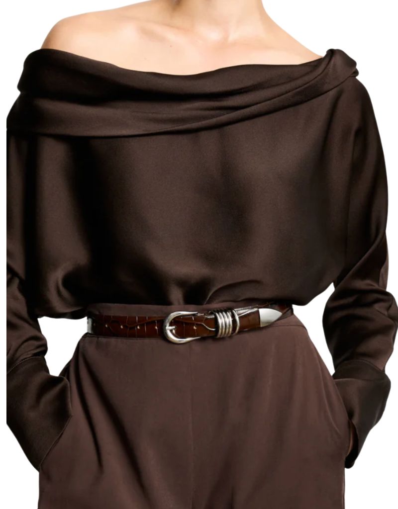 Hollyhock Dark Chocolate Croco Silver