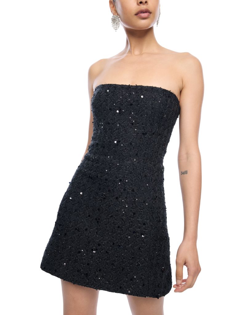 Evelyn Tweed Dress Black