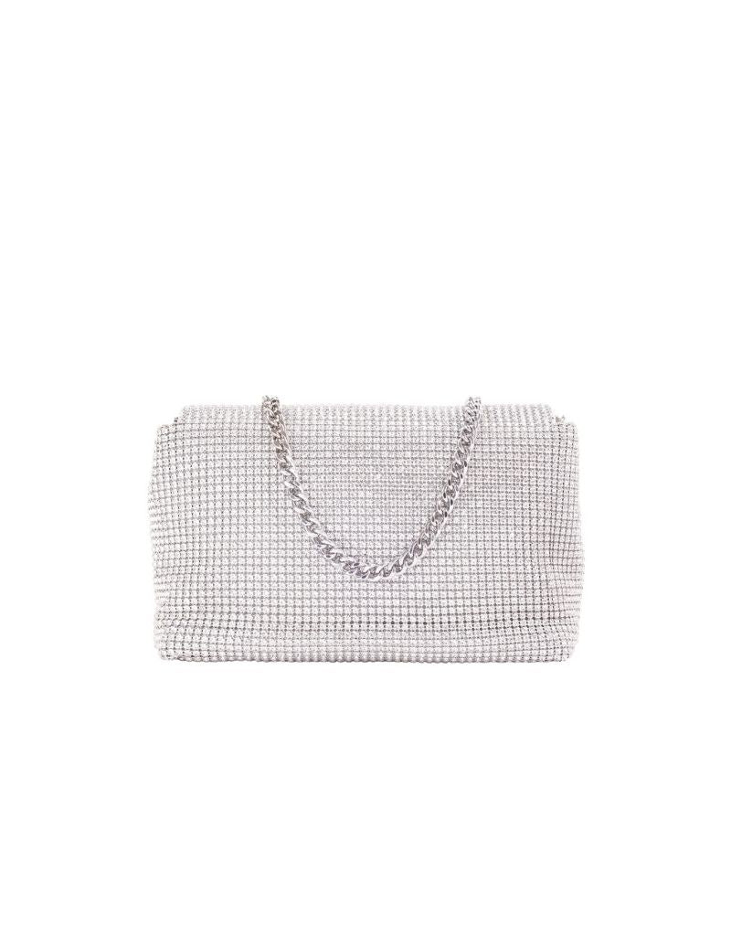Rhinestone Flap Bag with Chain Strap SRB-E3996 Silver